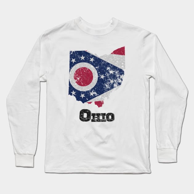 Vintage Ohio State Flag Long Sleeve T-Shirt by ElevenGraphics